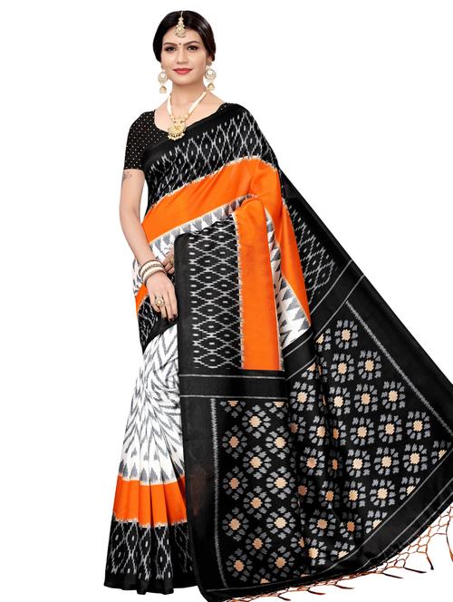 ikat printed mysore silk saree with blouse - 16390056 - Very Small Image - 1