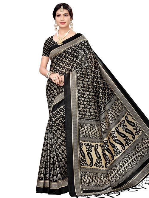 floral printed mysore silk saree with blouse - 16390061 - Very Small Image - 1