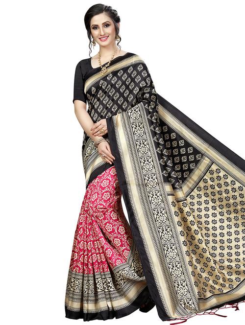 floral printed half & half saree with blouse - 16391887 - Very Small Image - 1