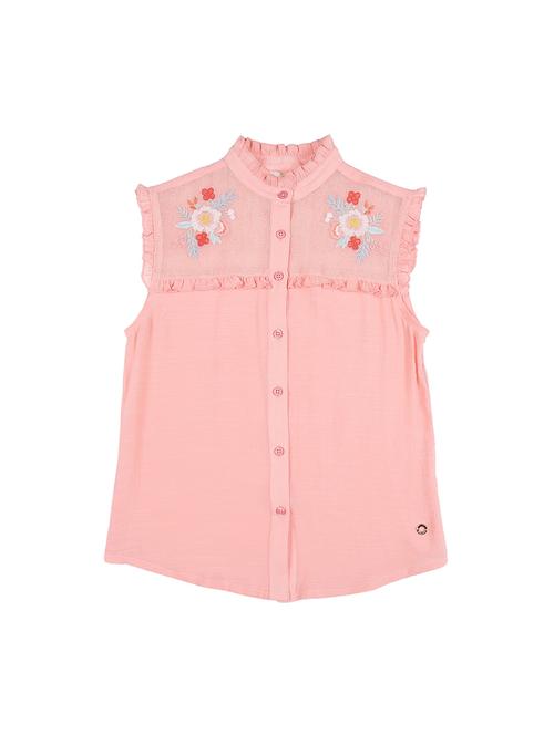 frill trim floral embroidered top - 16391900 - Very Small Image - 1
