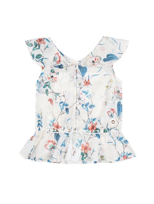 drawstring waist floral peplum top - 16391909 - Very Small Image - 1