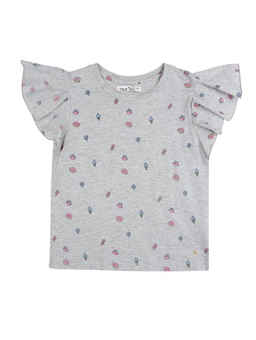 ruffle sleeved quirky print top - 16391982 - Very Small Image - 1