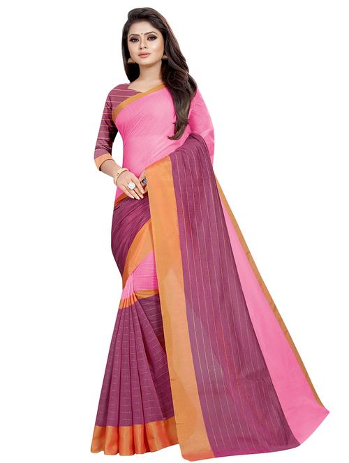 striped border kota doria saree with blouse - 16394254 - Very Small Image - 1