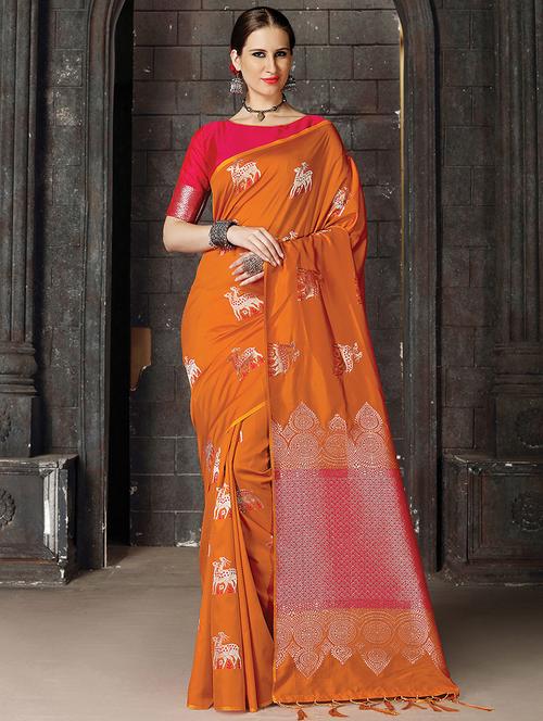 conversational banarasi saree with blouse - 16394336 - Very Small Image - 1