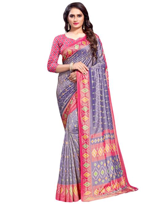 geometrical printed saree with blouse - 16394370 - Very Small Image - 1