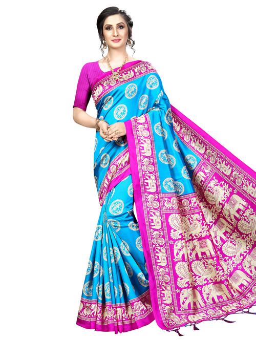 kalamkari printed saree with blouse - 16394535 - Very Small Image - 1