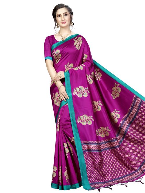 floral printed saree with blouse - 16394545 - Very Small Image - 1