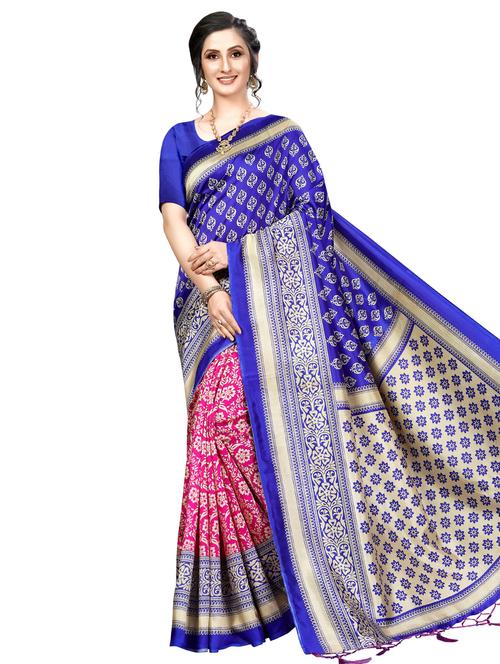 floral printed half & half saree with blouse - 16394551 - Very Small Image - 1