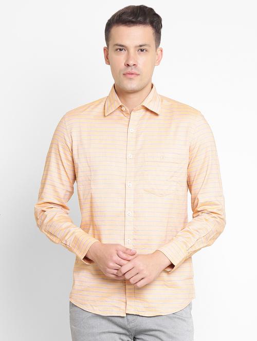 orange striped casual shirt - 16394966 - Very Small Image - 1