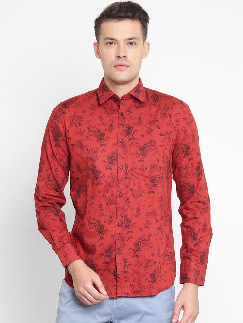 red printed casual shirt - 16395002 - Very Small Image - 1