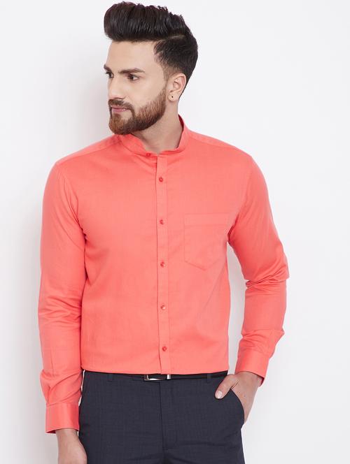 orange solid formal shirt - 16396875 - Very Small Image - 1