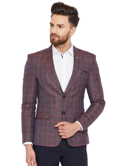 red checkered single breasted casual blazer - 16396906 - Very Small Image - 1