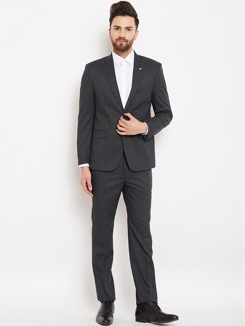 grey solid single breasted suit - 16396913 - Very Small Image - 1