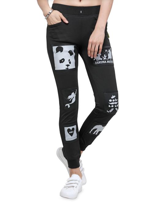high rise quirky print patch track pant - 16397268 - Very Small Image - 1