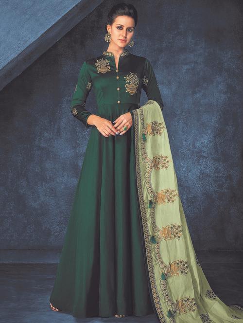 embroidered semi-stitched suit - 16398931 - Very Small Image - 1