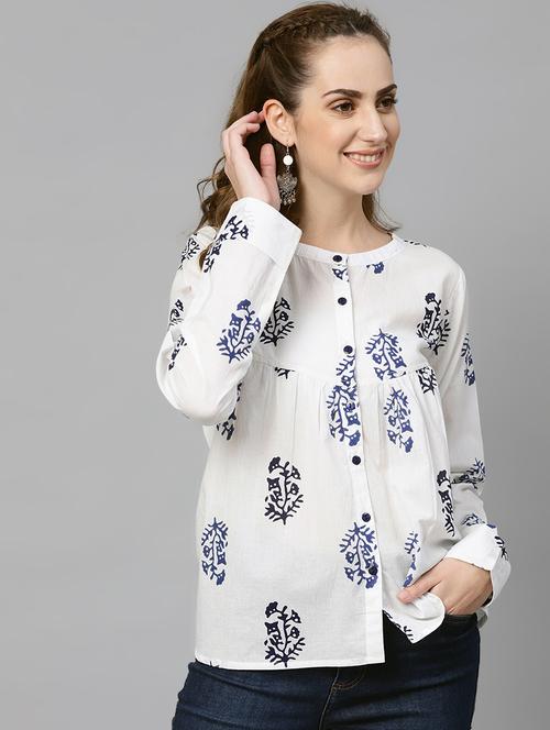 button up block print tunic - 16399478 - Very Small Image - 1