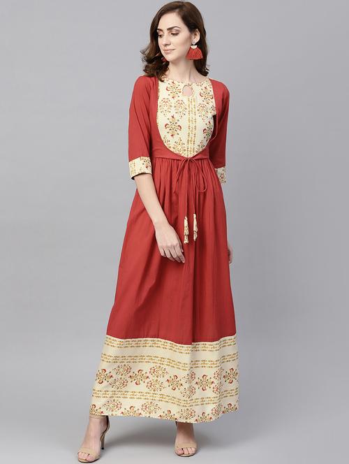 floral panel flared dress - 16399509 - Very Small Image - 1