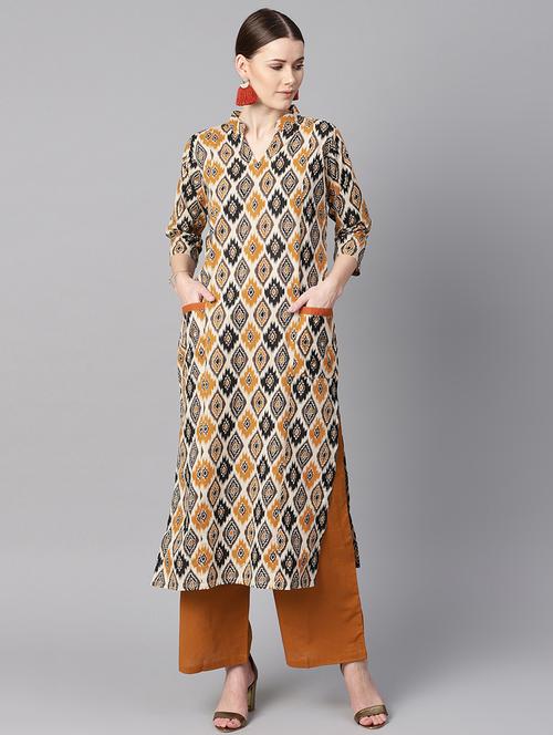 ikat printed kurta palazzo set - 16399568 - Very Small Image - 1