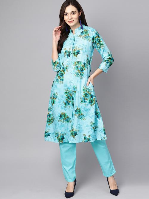 floral printed kurta with pant set - 16399571 - Very Small Image - 1