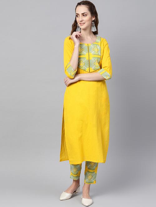 yoke design kurta with pant set - 16399582 - Very Small Image - 1