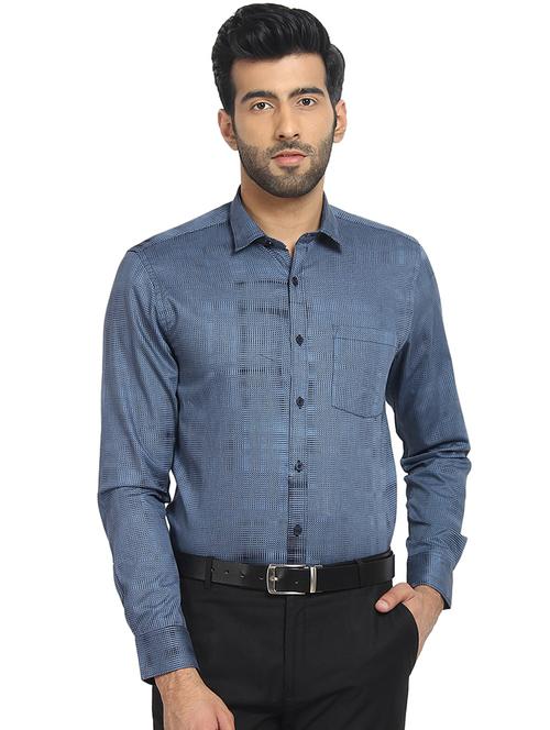 blue printed formal shirt - 16399636 - Very Small Image - 1