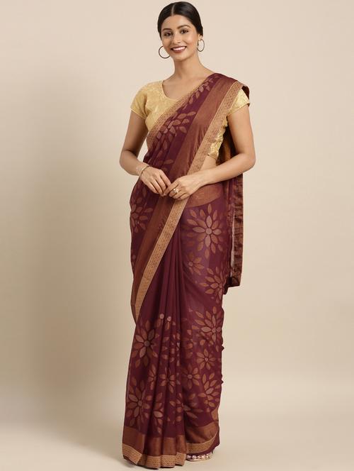 floral printed saree with blouse - 16399987 - Very Small Image - 1