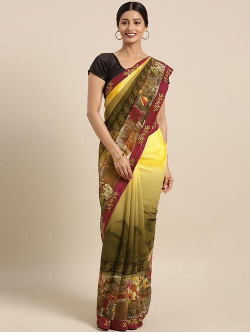 floral printed saree with blouse - 16400001 - Very Small Image - 1