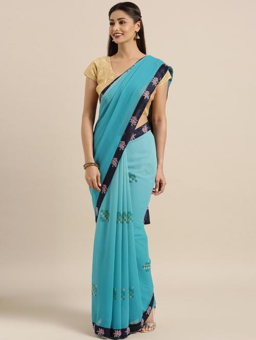 floral printed saree with blouse - 16400005 - Very Small Image - 1