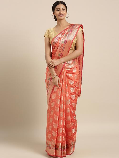 paisley woven saree with blouse - 16400014 - Very Small Image - 1