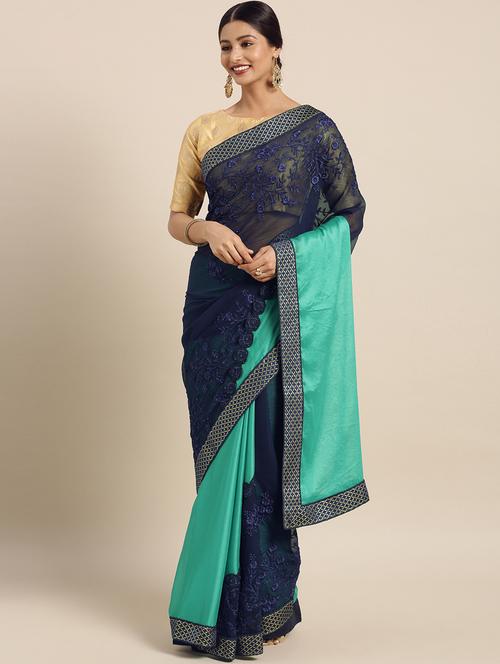 floral embroidered saree with blouse - 16400022 - Very Small Image - 1