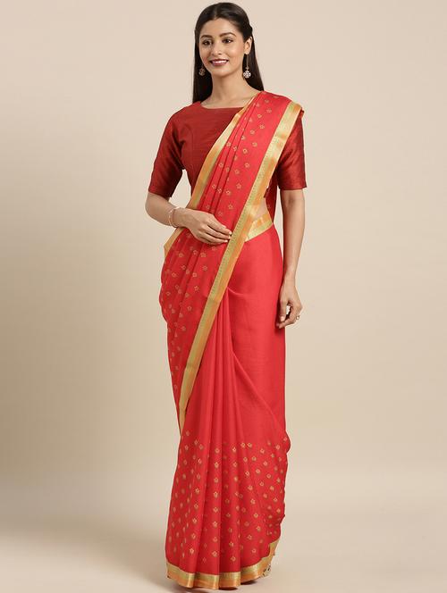 floral printed saree with blouse - 16400062 - Very Small Image - 1