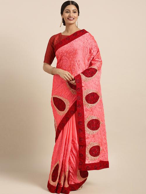 tonal embroidered saree with blouse - 16400086 - Very Small Image - 1