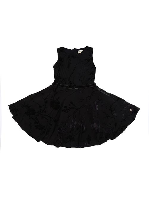 round neck velvel bow belted frock - 16400353 - Very Small Image - 1