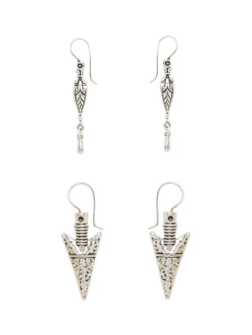 silver metal drop earring - 16400501 - Very Small Image - 1
