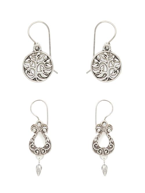 silver metal drop earring - 16400509 - Very Small Image - 1