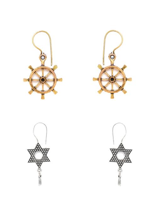 gold metal drop earring - 16400512 - Very Small Image - 1