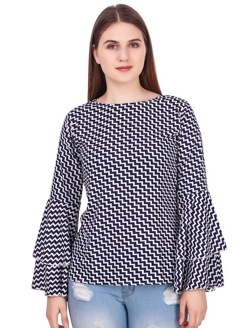 layered bell sleeved chevron top - 16401060 - Very Small Image - 1