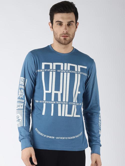 light blue front print t-shirt - 16401543 - Very Small Image - 1