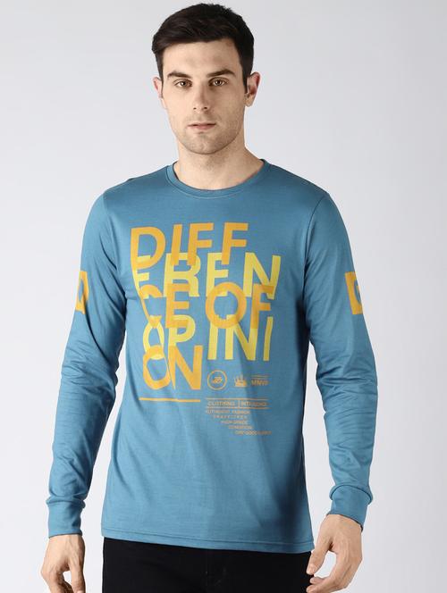 light blue typographic front print t-shirt - 16401550 - Very Small Image - 1