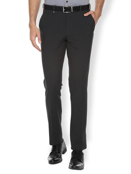 grey polyester blend flat front trousers formal - 16402295 - Very Small Image - 1