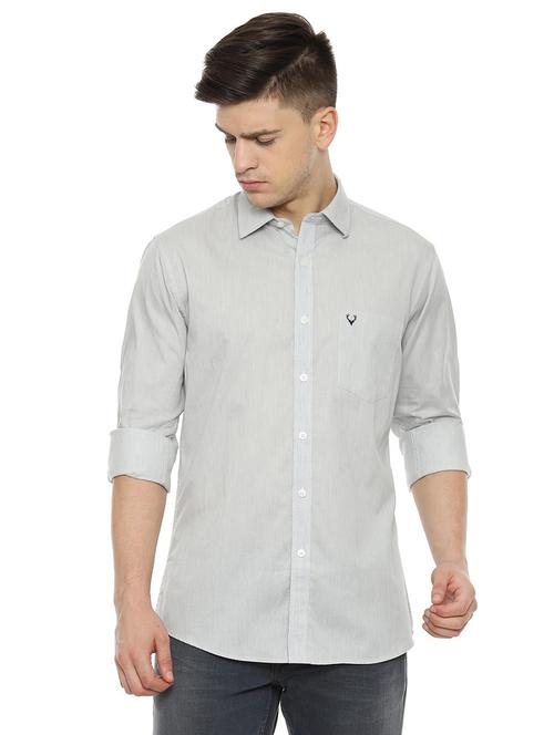 grey solid casual shirt - 16402370 - Very Small Image - 1