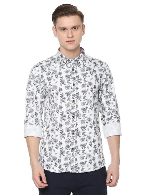 white floral print casual shirt - 16402494 - Very Small Image - 1