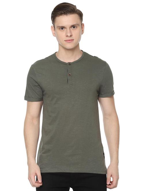 olive green solid t-shirt - 16402796 - Very Small Image - 1