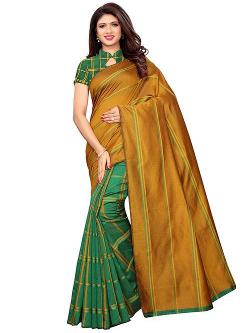 half & half woven saree with blouse - 16403421 - Very Small Image - 1