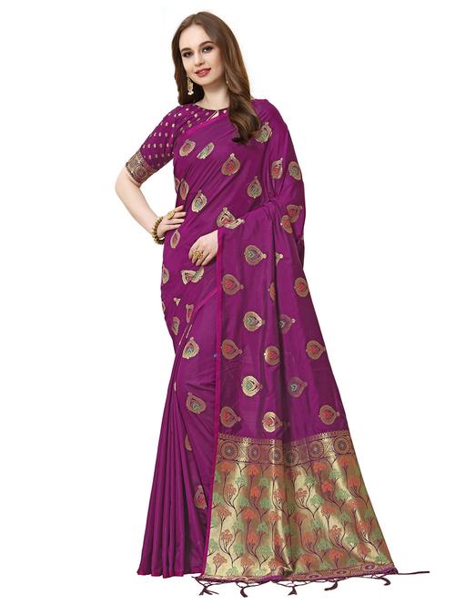 motifs banarasi saree with blouse - 16403479 - Very Small Image - 1