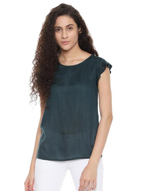 cutout back round neck top - 16403501 - Very Small Image - 1