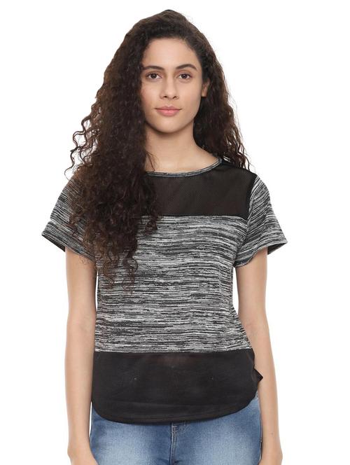 sheered panel curved hem top - 16403537 - Very Small Image - 1