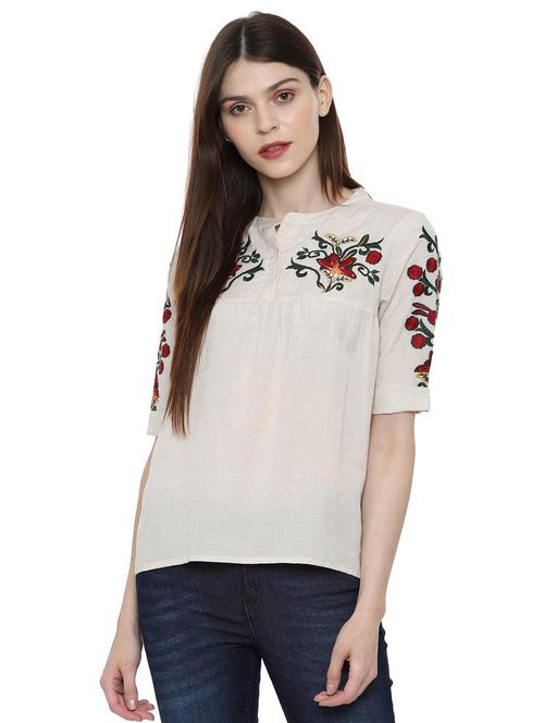 floral embroidered gathered top - 16403563 - Very Small Image - 1