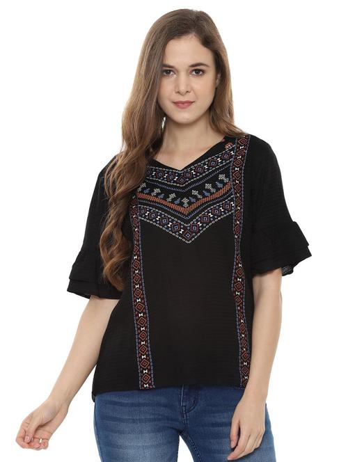 v-neck bell sleeved top - 16403604 - Very Small Image - 1