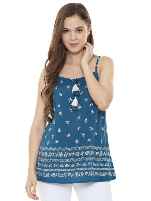 tassel tie up cami neck top - 16403606 - Very Small Image - 1
